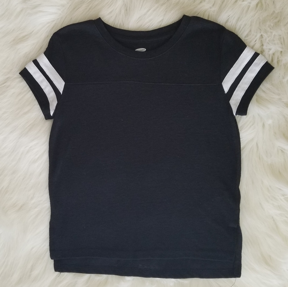 3/$15 Girls Black w/White Stripes Tee (XS/5)